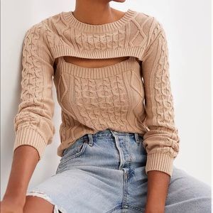 Anthropologie Cable-knit Sweater Tank Set in Beige Size M